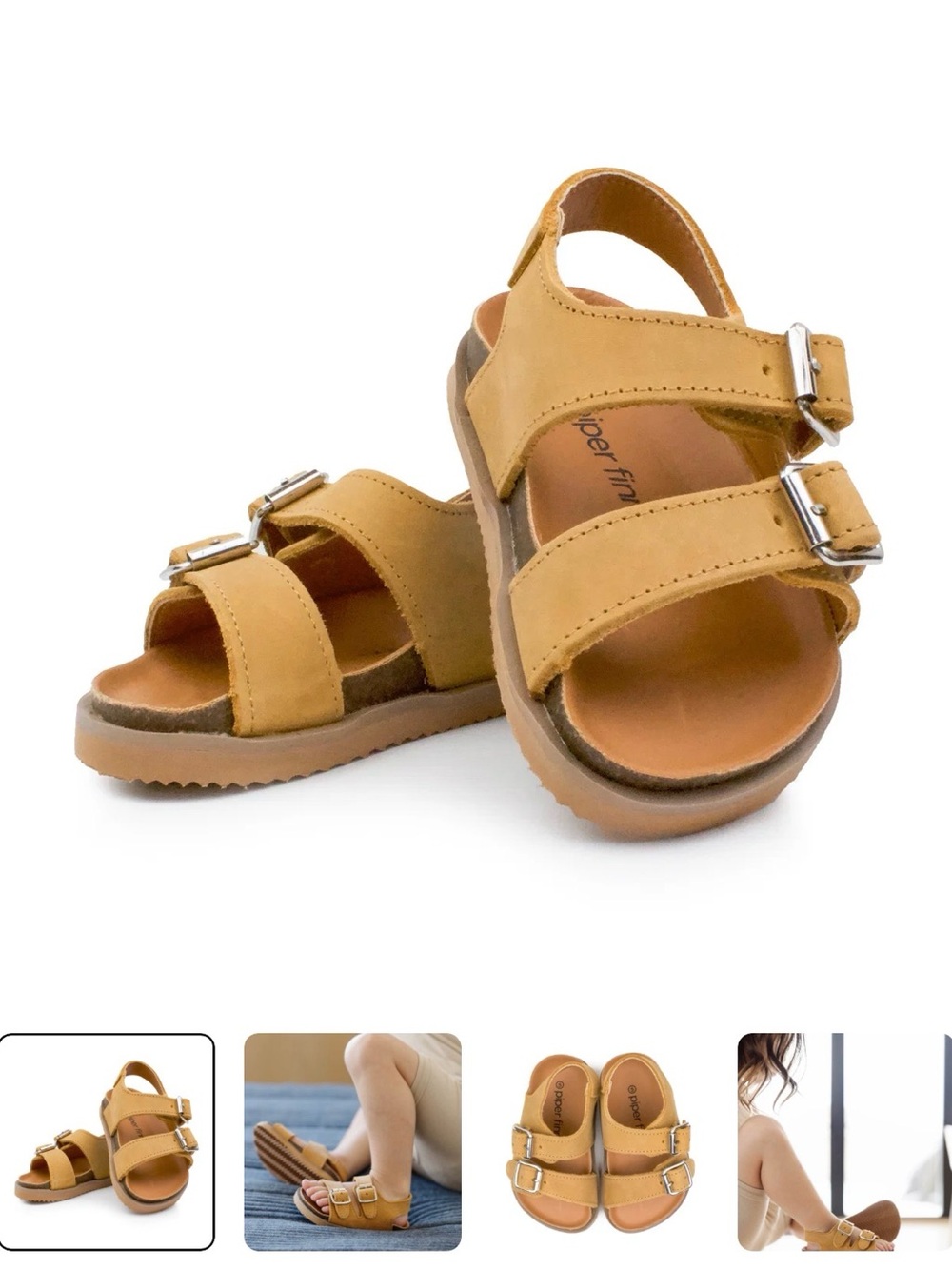 Toddler Buckle Sandal Size 5- Natural Tan
